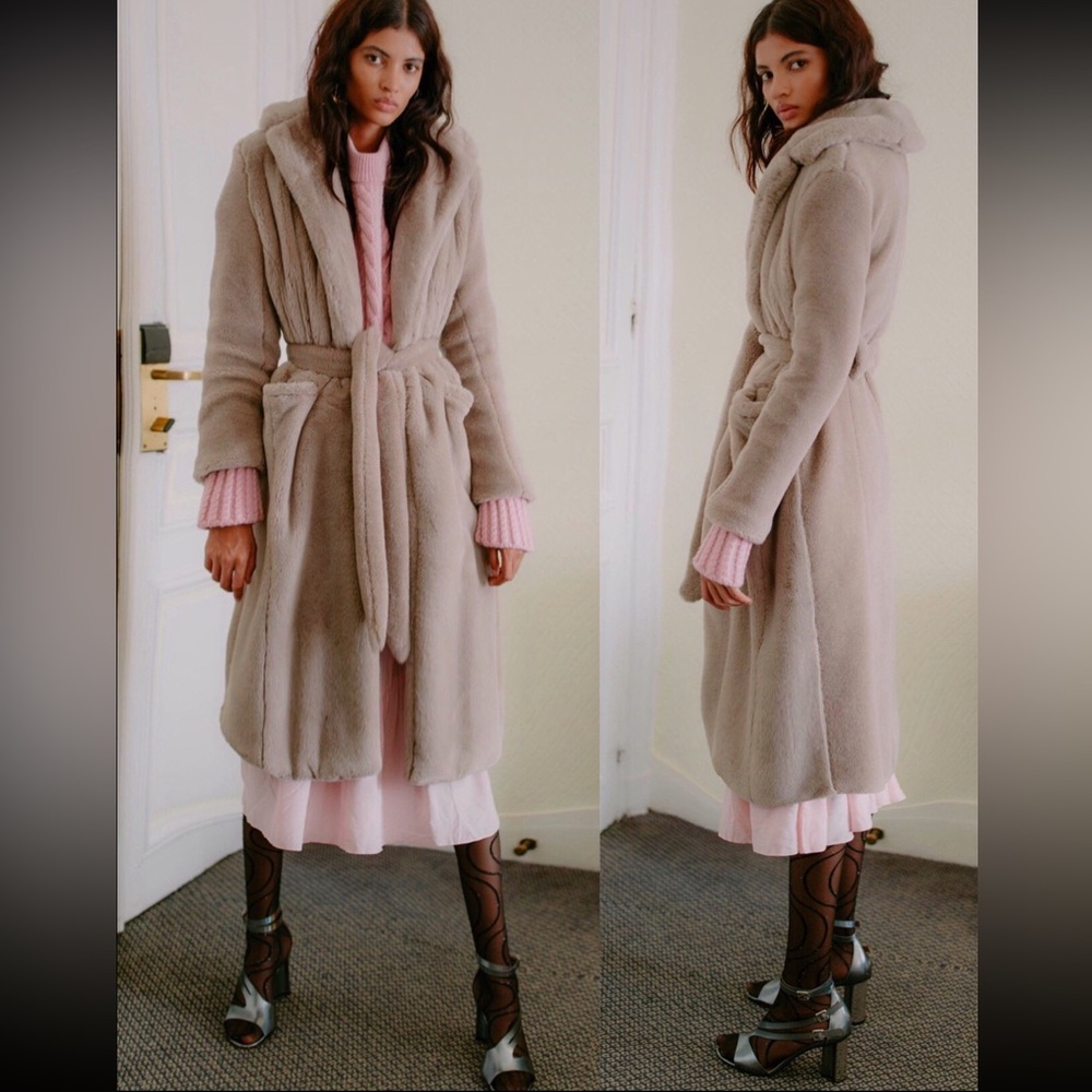New fassbender light grey teddy coat
